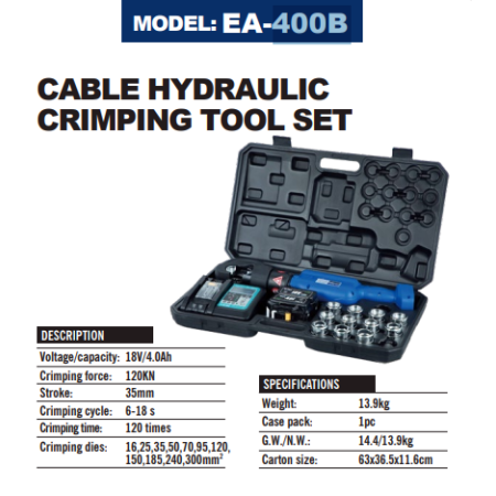 კაბელის საპრესი 18V/5.0AH-120KN EA400B-R2301400B SALI