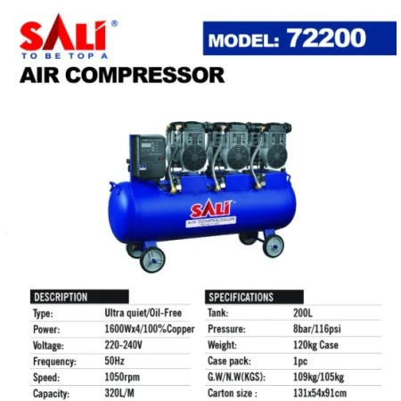 კომპრესორი უხმო/ზეთის გარეშე SALI 72200 (1600 W)