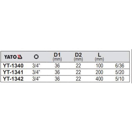 Yato yt-1342-გადამყ.ძელი 3/4 x 400 მმ 3/4