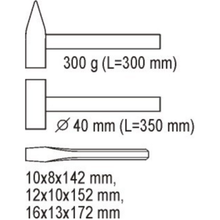 ჩაქუჩის ნაკრები YT5540 (5 PCS)