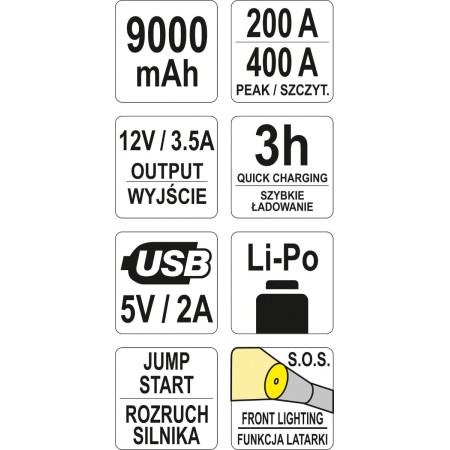 მანქანის დამქოქი ჩარჯერი  9000MAH