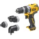 Dewalt DCD703NT 12 ვოლტიანი 2-სიჩქარიანი უსადენო საბურღი (უჯაგრის ძრავა, 4 ურთიერთშემცვლელი ხელსაწყოების დამჭერით,