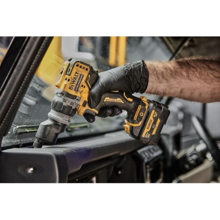 Dewalt DCD703NT 12 ვოლტიანი 2-სიჩქარიანი უსადენო საბურღი (უჯაგრის ძრავა, 4 ურთიერთშემცვლელი ხელსაწყოების დამჭერით,