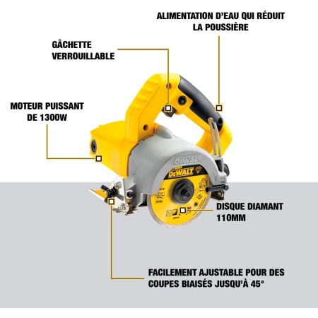 DEWALT 1300W 110მმ კრამიტის საჭრელი ალმასის დანა 110 მმ-DWC410-QS