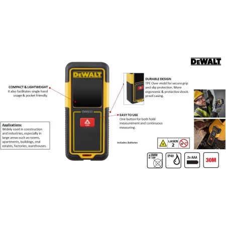 DEWALT ლაზერული მანძილმზომი 50 M-DW03050-XJ