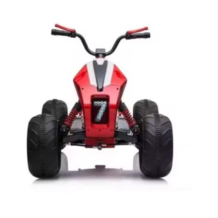 L718RED ბავშვის ელექტრო კვადროციკლი კაუჩუკის საბურავებით/ტყავის სკამით