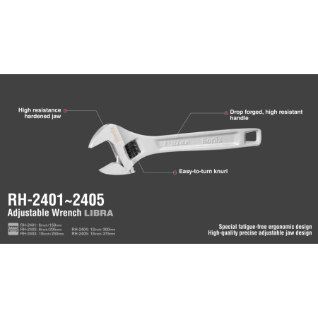 რეგულირებადი ქანჩის გასაღები Ronix RH-2403 10 ინჩი