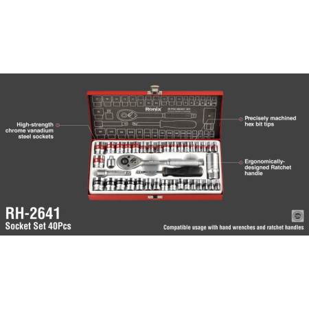ტორცული თავაკების ნაკრები Ronix RH-2641, 40ც