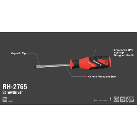 ბრტყელი სახრახნისი Ronix RH-2765, 6×100მმ