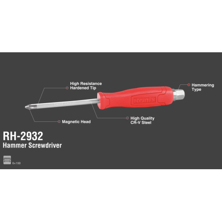 დასარტყამი ჯვარედინი სახრახნისი Ronix RH-2932, 6×150მმ