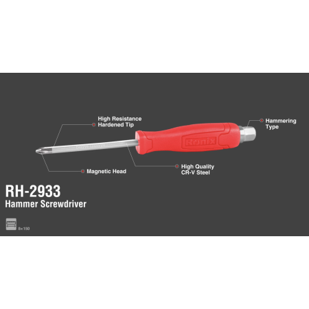 დასარტყამი ჯვარედინი სახრახნისი Ronix RH-2933, 3×150მმ