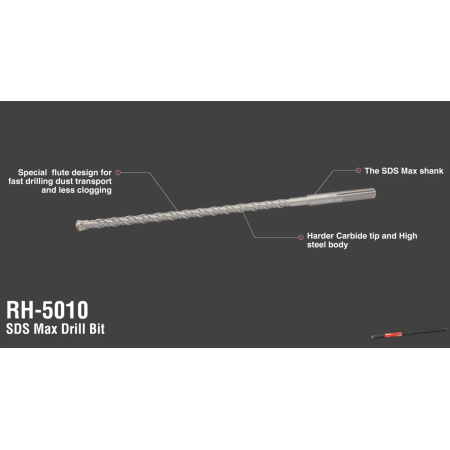 ბურღი SDS-Max Ronix Rh-5010, 16*500 მმ