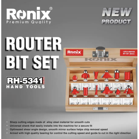 ფრეზის პირების ნაკრები Ronix RH-5341, 12ც.