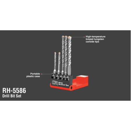 პერფორატორის ბურღების ნაკრები Ronix RH-5586, SDS-PLUS 5ც