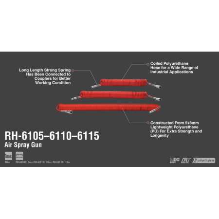 მაღალი წნევის დახვეული შლანგი Ronix RH-6115, 15m