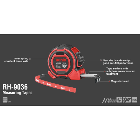 საზომი რულეტი Ronix RH-9036, 3×0.019 მ
