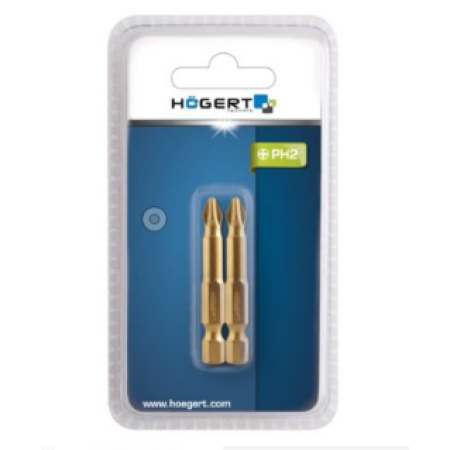 ხრახნიანი ღერი, PH2 50 მმ, 2 ცალი ბლისტერი Hoegert HT1S392
