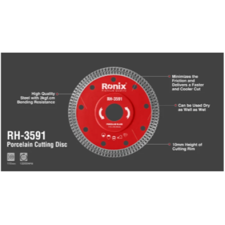ფაიფურის საჭრელი დისკი Ronix RH-3591, 115მმ