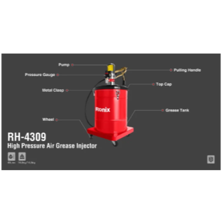 მაღალი წნევის პნევმატური საპოხის ტუმბო RONIX RH-4309 45ლ