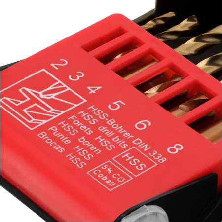 მეტალის ბურღების ნაკრები 5% კობალტი HSS Ronix RH-5529, 2-8მმ 6ც