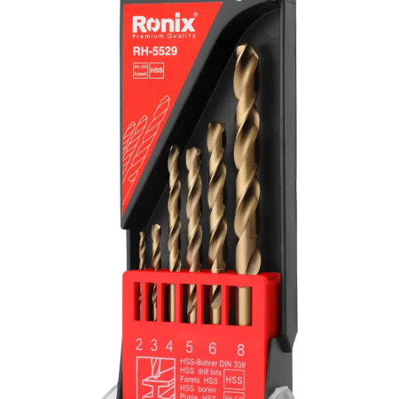 მეტალის ბურღების ნაკრები 5% კობალტი HSS Ronix RH-5529, 2-8მმ 6ც