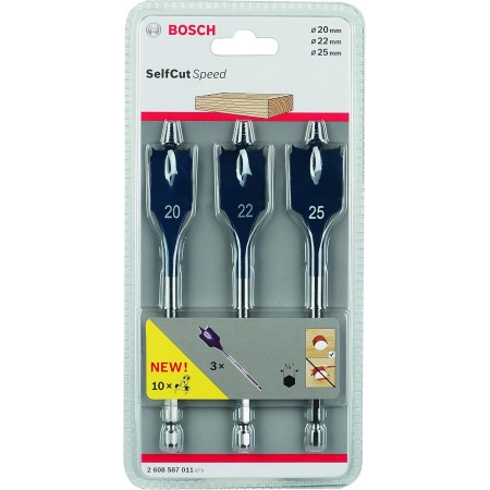 Bosch 2608587011 20/22/25 მმ თვითნაჭრის სიჩქარის ყვავი ბიტების ნაკრები (3 ცალი)