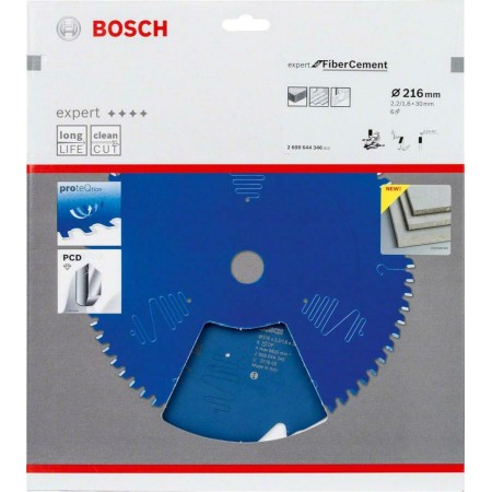 BOSCH 2608644346 წრიული ხერხის დანა Expert ბოჭკოვანი ცემენტისთვის, 216 x 30 x 2.2 მმ, 6T