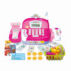 ვარდისფერი საბავშვო სალარო აპარატის სათამაშო სკანერით, სუპერმარკეტის სათამაშოების კომპლექტი გოგონებისა და ბიჭებისთვის GH-LS820A42