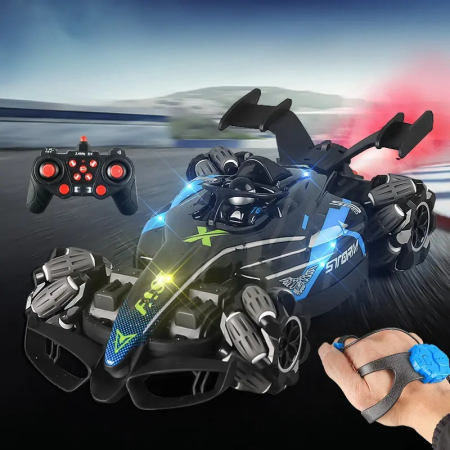 Buggys Toys Drift King დისტანციური მართვის მანქანა, RC სარბოლო მანქანები, 2.4 GHz მაღალი სიჩქარით, სწრაფი 360° ბრუნვით, RC ტრიუკების მანქანა LED განათებით, სათამაშო მანქანები ბავშვებისთვის.GH-GS-007-BLU