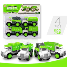 4 ცალი Pull Back City-ის მანქანებისა და სატვირთოების სათამაშო მანქანების ნაკრები ელექტრომობილებით GH-662A