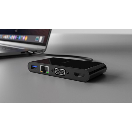 USB-C ჰაბი Belkin AVC005BTBK, USB-C, VGA, USB, HDMI, Ethernet, Hub, Black
