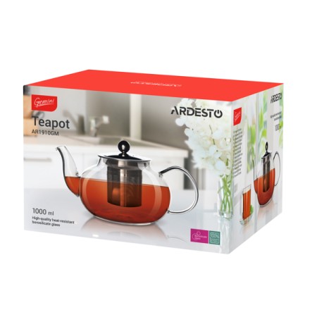 ჩაის გამოსახდელი ჩაიდანი ARDESTO TEA POT GEMINI, 1000 ML, BOROSILICATE GLASS, S/S