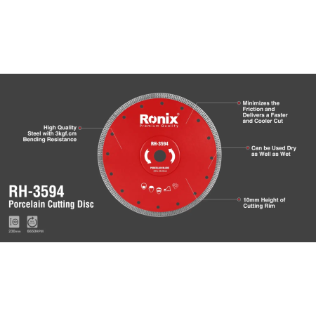 სუპერ თხელი საჭრელი დისკი x turbo 230 RONIX RH-3594