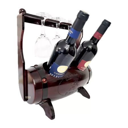 ღვინის ბარი 2 ბოთლისა და 3 ჭიქისთვის, მწოლიარე კასრის ფორმის 4091-W