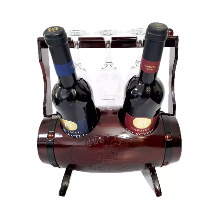 ღვინის ბარი 2 ბოთლისა და 3 ჭიქისთვის, მწოლიარე კასრის ფორმის 4091-W