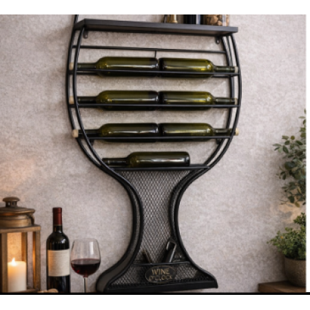 კედლის ღვინის სადგამი ჭიქის ფორმით – თანამედროვე და ელეგანტური 15620W