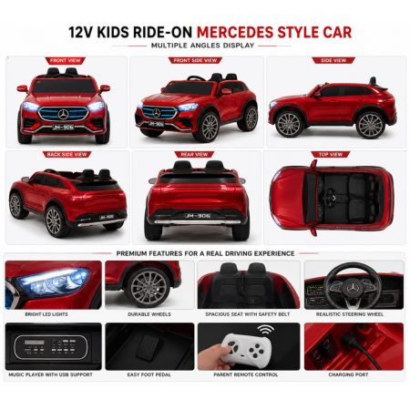 საბავშვო ელექტრო მანქანა Mercedes JM-906-R (2 ძრავა, 12V)