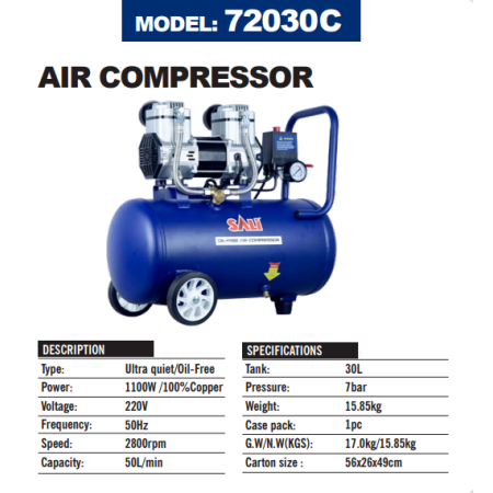 ჰაერის კომპრესორი უხმო 30L-1100W Q010030C SALI