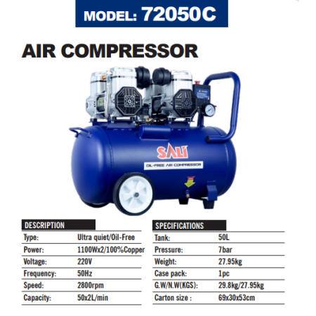 ჰაერის კომპრესორი უხმო 50L-2-1100W Q010050C SALI