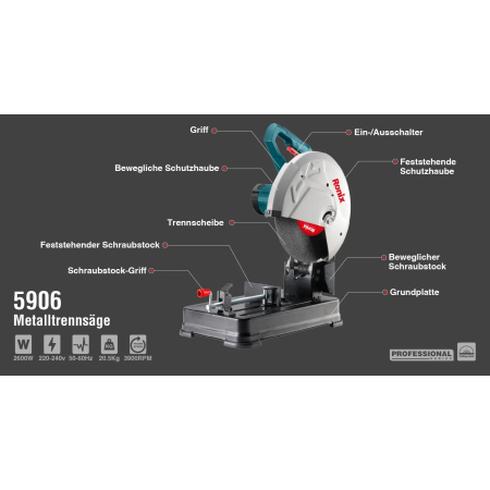 მეტალის საჭრელი ხერხი Ronix-5906 2600w 355mm