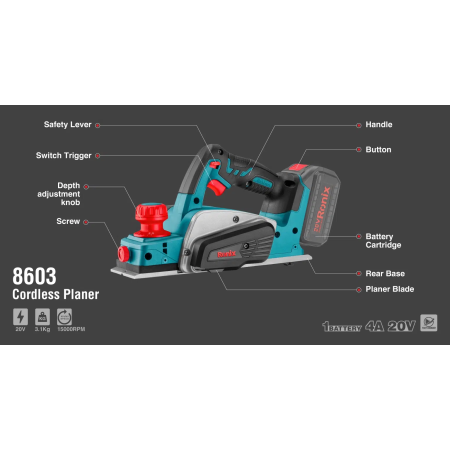 უსადენო შალაშინი Ronix-8603c 20v ელემენტის გარეშე