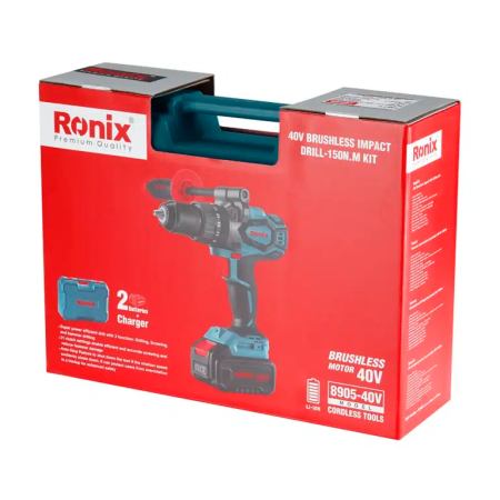 უნახშირო დარტყმითი სახრახნისი Ronix-8905c-40V, 150 Nm ელემენტის და დამტენის გარეშე