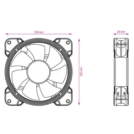 2E GAMING Case fan AIR COOL ACF120B-RGB, 120mm, 1300rpm,  4pin PWM+3pin, 24.8dBa