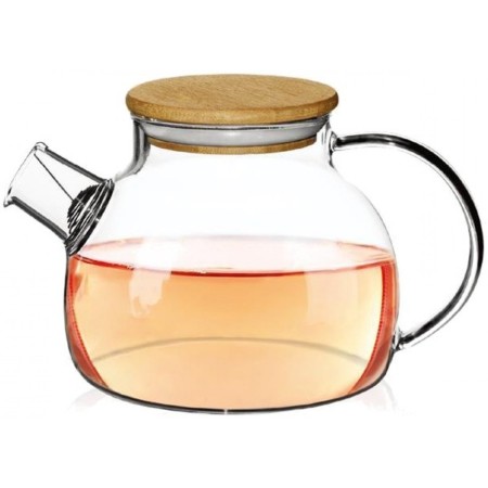 Ardesto Teapot Midori, 1200ml, borosilicate glass, bamboo, transparent
