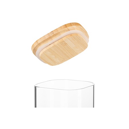 Ardesto Jar Fresh, 480 ml, square, glass, bamboo