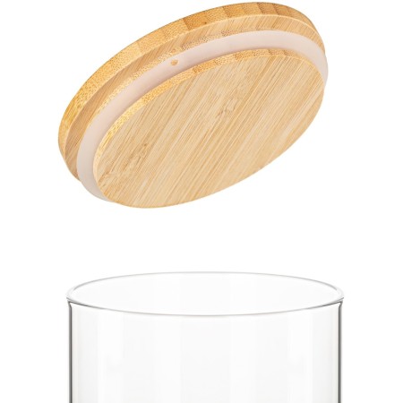 Ardesto Jar Midori, 1000ml, glass, bamboo, round, transparent