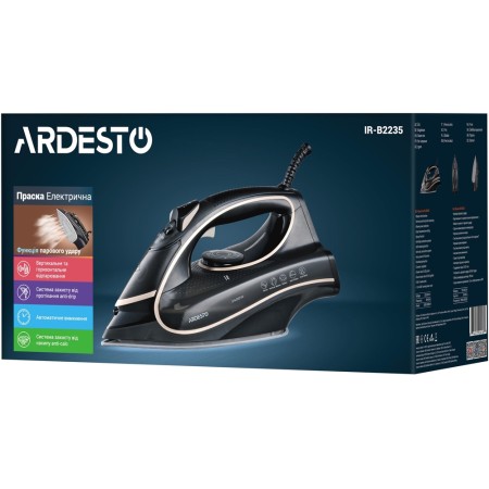 Ardesto Iron Ardesto IR-B2235, 2400W, 450ml, steam boost, ceramic soleplate, black-gold