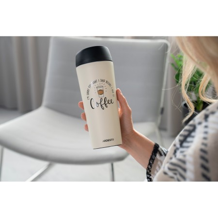 Ardesto Travel mug Coffee Time, 450ml, stainless steel, beige