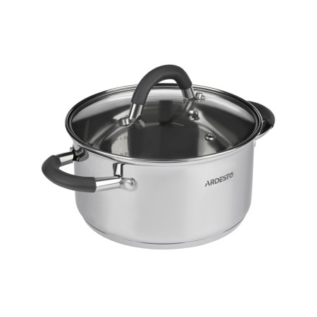 Casserole Ardesto Gemini, glass lid, 2.5 l, gray handles with silicone