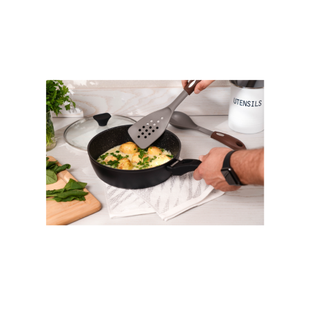 Ardesto Deep Fry pan with lid Gemini Livorno, 28cm, aluminium, black